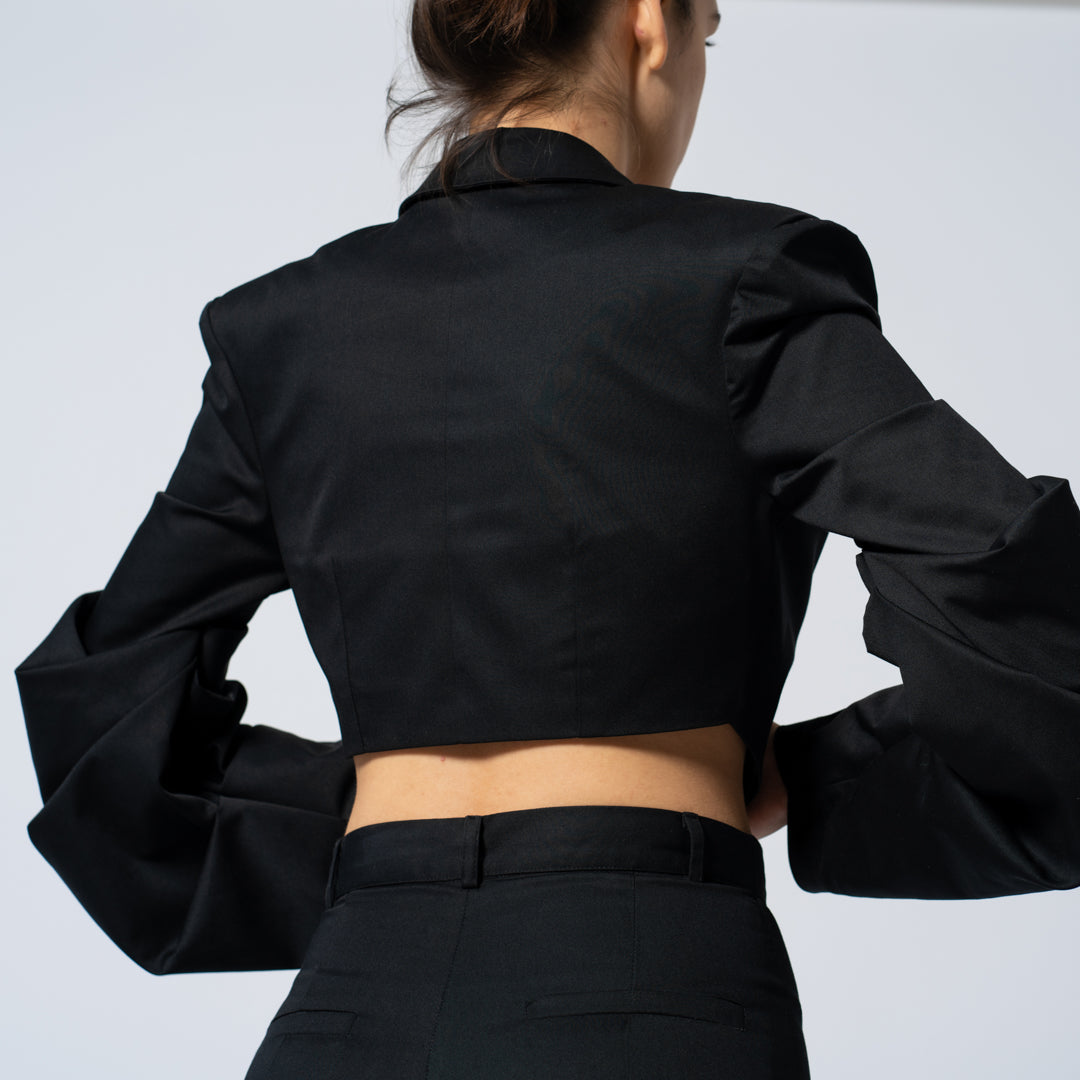 Pleated Cropped Blazer - Négligé