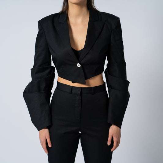 Pleated Cropped Blazer - Négligé