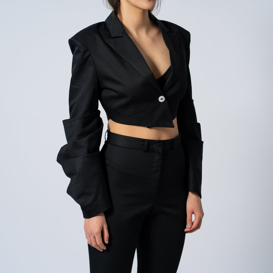 Pleated Cropped Blazer - Négligé