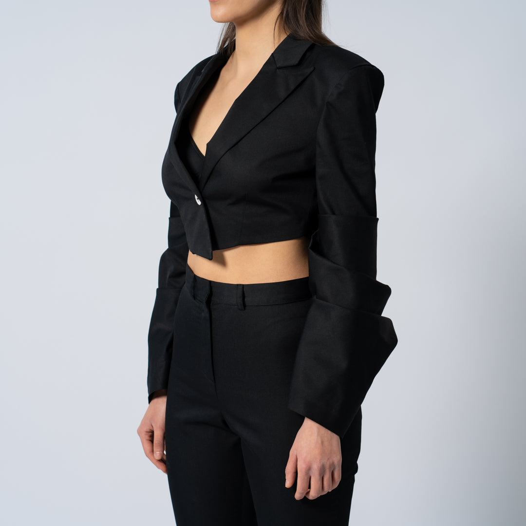 Pleated Cropped Blazer - Négligé